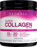 NeoCell Super Collagen Powder, 10g Collagen Peptides per Serving, Gluten Free, Keto Friendly, Non-GMO, Grass Fed, Paleo Friendly, Healthy Hair, Skin, Nails & Joints, Unflavored, 14 Oz