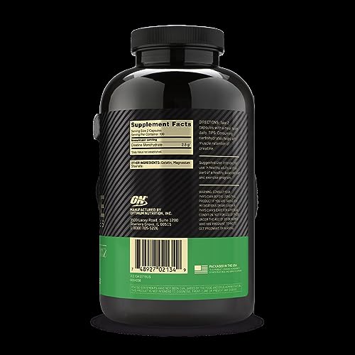 Optimum Nutrition Micronized Creatine Monohydrate Capsules, Keto Friendly, 2500mg, 100 Capsules