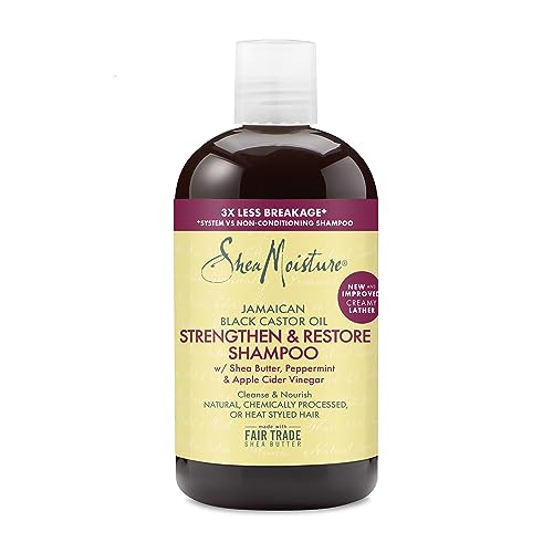 Sheamoisture Strengthen and Restore Shampoo for Damaged Hair 100% Pure Jamaican Black Castor Oil Cleanse and Nourish 13 oz