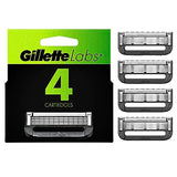 Gillette Labs Mens Razor Blade Refills with Exfoliating Bar Compatible Only with Gillette Labs Razors with Exfoliating Bar and Heated Razor, 4 Razor Blade Cartridges