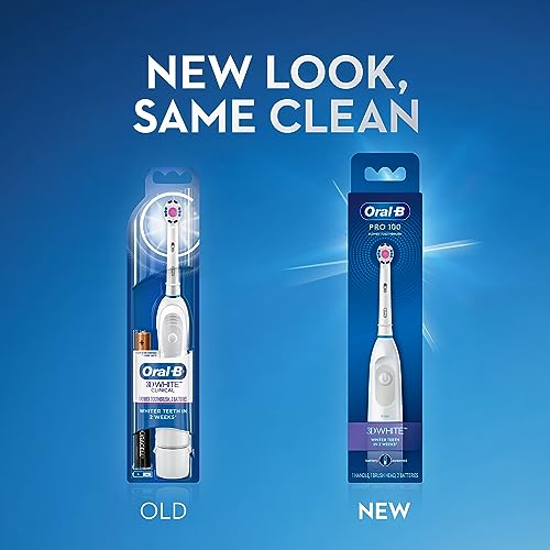 Oral-B Pro 100 3D White, Battery Powered Electric Toothbrush, White