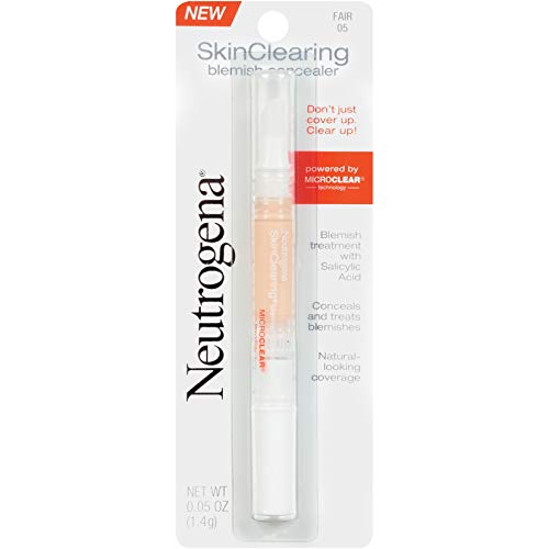 Neutrogena SkinClearing Blemish Concealer Face Makeup with Salicylic Acid Acne Medicine, Non-Comedogenic and Oil-Free Concealer Helps Cover, Treat & Prevent Breakouts, Light 10,.05 oz