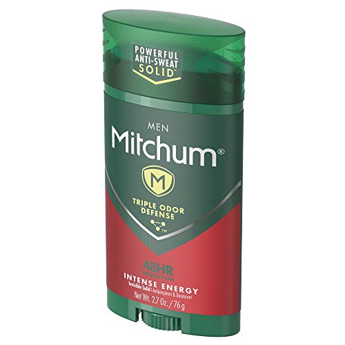 Mitchum Men's Deodorant, Antiperspirant Stick, Triple Odor Defense Invisible Solid, 48 Hr Protection, Dermatologist Tested, Intense Energy, 2.7 Oz (Pack of 1)