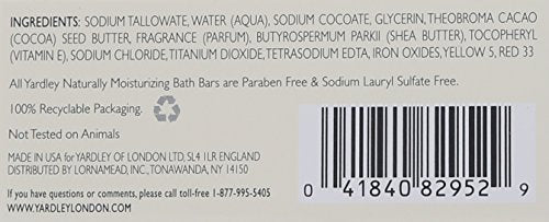 Yardley London Moisturizing Bath Soap Bar Shea Cocoa Butter, Helps Soften Dry Skin with Pure Cocoa and Vitamin E, (4.0 oz, 1)