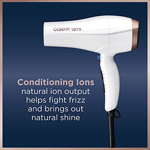 Conair Double Ceramic Hair Dryer, 1875W Hair Dryer with Ionic Conditioning