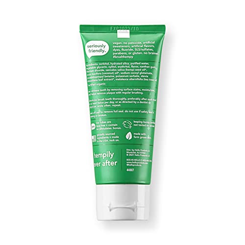 Hello Freakin Fresh Whitening Toothpaste, Fluoride Free Hemp Toothpaste with Farm Grown Mint and Coconut Oil, Vegan, No Peroxide, No Fluoride, No Dyes, Gluten Free, BPA Free, 2 Pack, 4 OZ Tubes