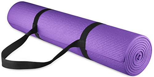 BalanceFrom Go Yoga All Purpose High Density Non-Slip Exercise Yoga Mat with Carrying Strap, 1/4", Black