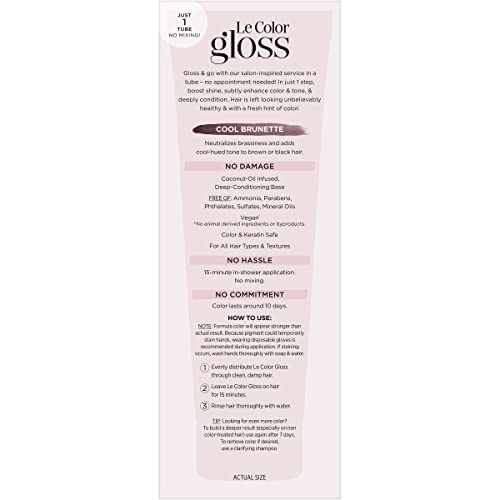 L’Oréal Paris Le Color Gloss One Step Toning Gloss, In-Shower Hair Toner with Deep Conditioning Treatment Formula for Gray Hair, Silver White, 1 Kit, 32.626 cubic_inches