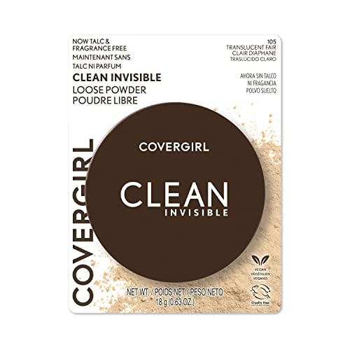 COVERGIRL Clean Invisible Loose Powder - Loose Powder, Setting Powder, Vegan Formula - Translucent Light, 20g (0.7 oz)