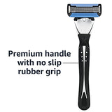 Amazon Basics 5-Blade Motion Sphere Razor for Men with Dual Lubrication and Precision Beard Trimmer, Handle & 2 Cartridges (Fits Amazon Basics Razor Handles only), Black (Previously Solimo)