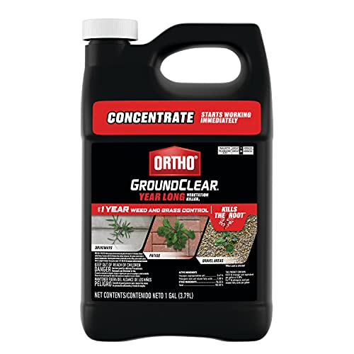 Ortho GroundClear Year Long Vegetation Killer1 - Concentrate, Visible Results in 3 Hours, Kills Weeds and Grasses to the Root When Used as Directed, Up to 1 Year of Weed and Grass Control, 2 gal.