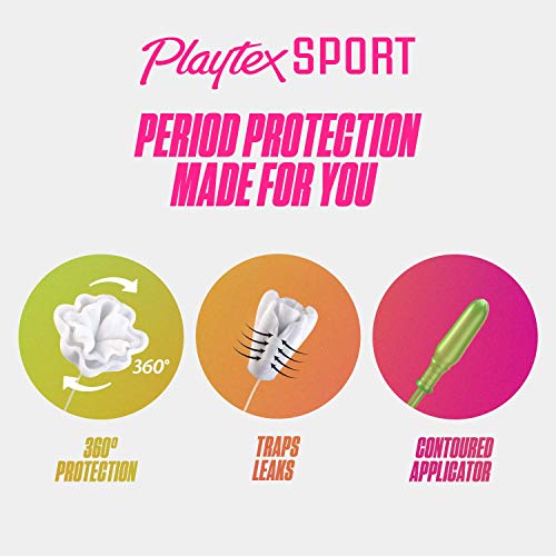 Playtex Sport Tampons, Regular Absorbency, Fragrance-Free - 48ct (Packaging May Vary)