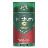 Mitchum Men's Deodorant, Antiperspirant Stick, Triple Odor Defense Invisible Solid, 48 Hr Protection, Dermatologist Tested, Intense Energy, 2.7 Oz (Pack of 1)