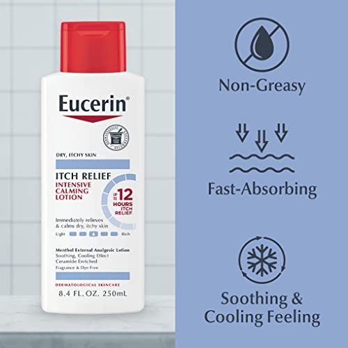 Eucerin Itch Relief Intensive Calming Lotion, Itch-Relieving Lotion for Sensitive Dry Skin, 8.4 Fl Oz Bottle