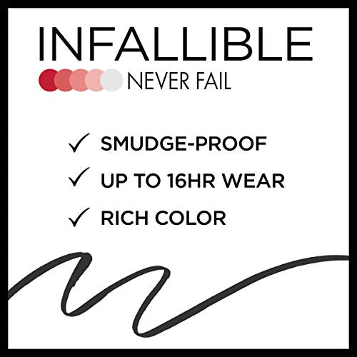 L'Oreal Paris Makeup Infallible Never Fail Original Mechanical Pencil Eyeliner with Built in Sharpener, Black Brown, 2 Count