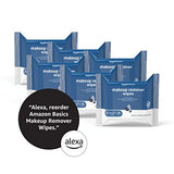 Amazon Basics Make Up Remover Wipes, Original, 150 Count (6 Packs of 25) (Previously Solimo)