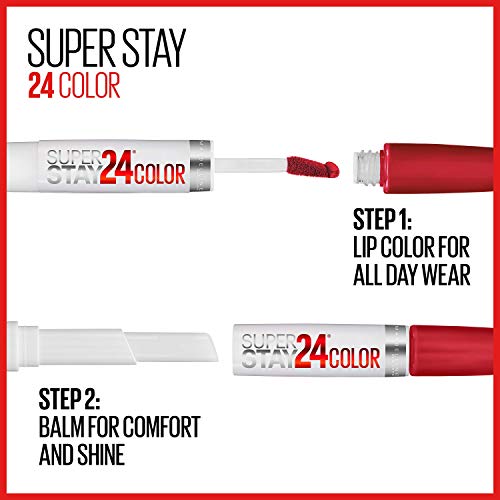 Maybelline New York Super Stay 24, 2-Step Liquid Lipstick Makeup, Long Lasting Highly Pigmented Color with Moisturizing Balm, Blush On, Pink, 1 Count