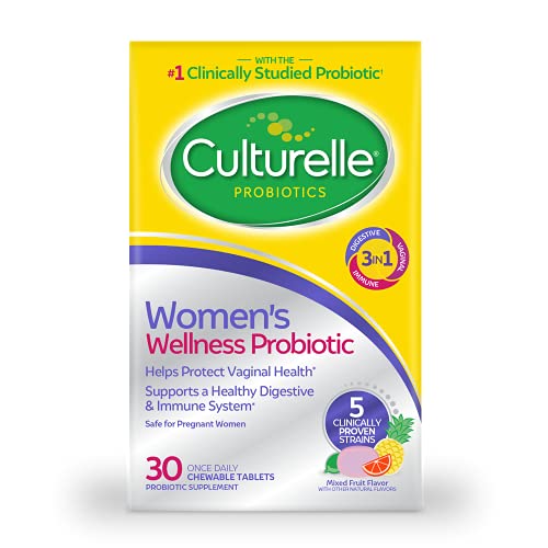 Culturelle Women’s Wellness, Daily Chewable Probiotics for Women - Supports Digestive, Vaginal and Immune Health, Occasional Diarrhea, Gas & Bloating - Non-GMO - 30 Count