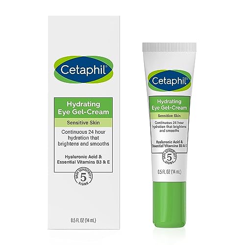 Cetaphil Hydrating Eye Gel-Cream, With Hyaluronic Acid, 0.5 fl oz, Brightens and Smooths Under Eyes, 24 Hour Hydration for All Skin Types, (Packaging May Vary)