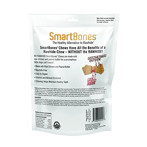 SmartBones Mini Bones With Real Peanut Butter 56 Count, Rawhide-Free Chews For Dogs