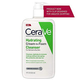 CeraVe Hydrating Cream-to-Foam Cleanser | Hydrating Makeup Remover and Face Wash With Hyaluronic Acid | Fragrance Free Non-Comedogenic | 19 Fluid Ounce