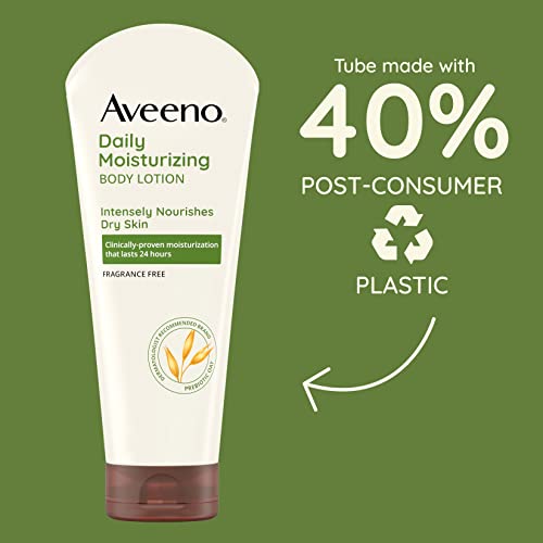 Aveeno Daily Moisturizing Body Lotion, Gentle Lotion Nourishes Dry Skin With Moisture, Soothing Prebiotic Oat, Fragrance-Free, Non-Comedogenic, Travel-Size, Pack of Three, 3 x 2.5 fl. oz