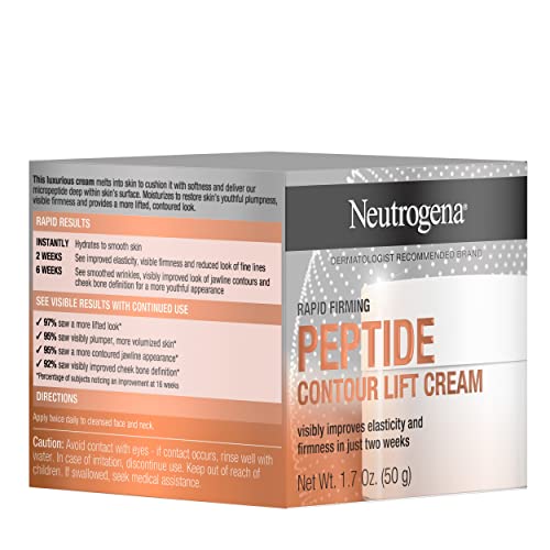 Neutrogena Rapid Firming Peptide Contour Lift Face Cream, Moisturizing Daily Facial Cream to visibly firm & lift skin plus smooth the look of wrinkles, Mineral Oil- & Dye-Free, 1.7 oz