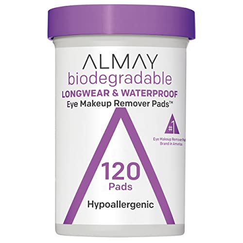 Eye Makeup Remover Pads by Almay, Biodegradable Longwear & Waterproof, Hypoallergenic, Cruelty Free-Fragrance Free Cleansing Wipes, 80 Pads (Pack of 1)