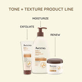 Aveeno Tone + Texture Daily Renewing Lotion With Prebiotic Oat, Gentle Lotion Exfoliates & Hydrates Sensitive Skin, Clinically Proven to Help Bumpy, Rough Skin, Fragrance-Free, 18 Fl. Oz