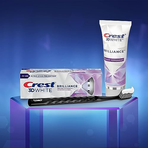 Crest 3D White Brilliance Teeth Whitening Toothpaste, Vibrant Peppermint, 3.5 oz, Pack of 3