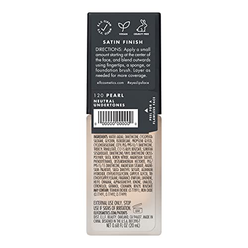 e.l.f. Flawless Finish Foundation, Improves Uneven Skin Tone, Lightweight, Medium Coverage & Semi-Matte, Vegan & Cruelty-Free, Vanilla, 0.68 Fl Oz