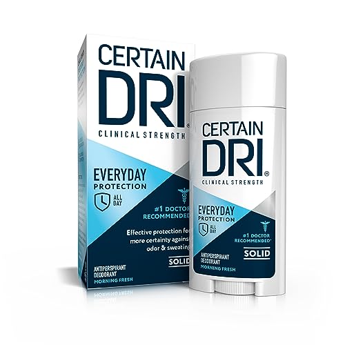 Certain Dri Everyday Strength Clinical Antiperspirant Solid Deodorant, Hyperhidrosis Treatment for Men & Women, Morning Fresh, 2.6oz, 3 Pack