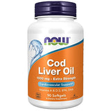 NOW Supplements, Cod Liver Oil, Extra Strength 1,000 mg with Vitamins A & D-3, EPA, DHA, 180 Softgels