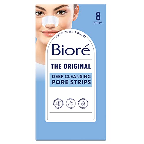 Bioré Witch Hazel Blackhead Remover Pore Strips, Nose Strips, Clears Pores up to 2x More than Original Pore Strips, features C-Bond Technology, Oil-Free, Non-Comedogenic Use, 18 Count