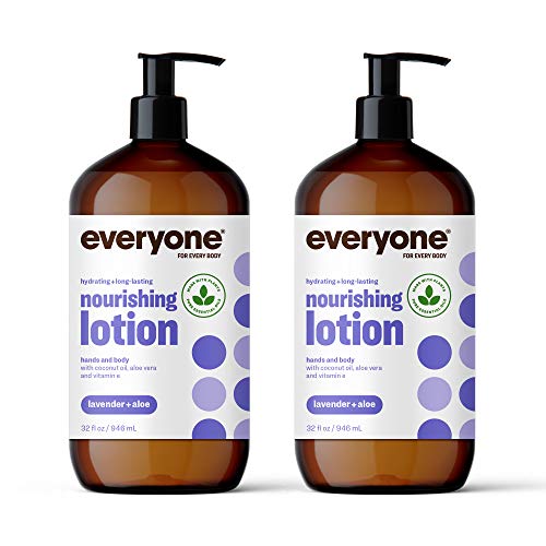 Everyone Nourishing Hand and Body Lotion, 32 Ounce (Pack of 2), Unscented, Plant-Based Lotion with Pure Essential Oils, Coconut Oil, Aloe Vera and Vitamin E