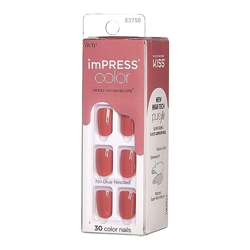 KISS imPRESS Color Press-On Nails Polish-Free Manicure Set, ‘Serendipity’, 30 Chip-Proof, Smudge-Proof Fake Nails