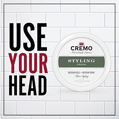 Cremo Premium Barber Grade Hair Styling Cream, Medium Hold, Medium Shine, 4 Oz