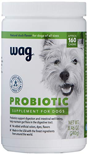 Amazon Brand - Wag Probiotic Supplement Chews for Dogs, Natural Duck Flavor, 90 count