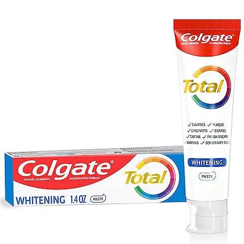 Colgate Total Whitening Travel Toothpaste, Mint Toothpaste for Travel, Carry-On Size Toothpaste, 1.4 Oz Tube