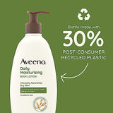 Aveeno Daily Moisturizing Body Lotion with Soothing Prebiotic Oat, Gentle Lotion Nourishes Dry Skin With Moisture, Paraben-, Dye- & Fragrance-Free, Non-Greasy & Non-Comedogenic, 12 fl. oz