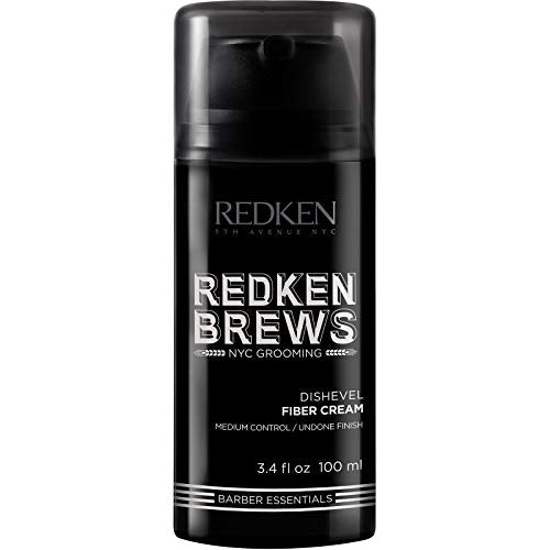 Redken Brews Fiber Cream For Men | Mens Hair Styling Cream | Medium Hold | Natural, Undone Finish | Adds Texture and Shape | 3.4 Fl Oz