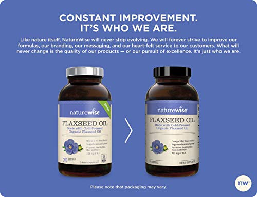 NatureWise Organic Flaxseed Oil 1200mg 720mg ALA Highest Potency Flax Oil Omega 3 for Cardiovascular, Cognitive, Immune Support Healthy Hair, Skin, & Nails Non-GMO [2 Months - 120 Softgels]