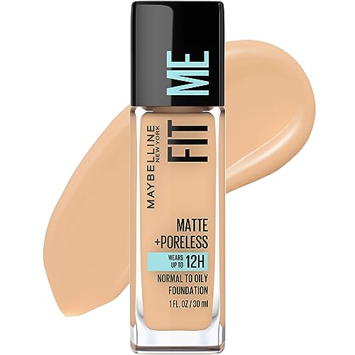 Maybelline Fit Me Matte + Poreless Liquid Foundation Makeup, Creamy Beige, 1 fl. oz.