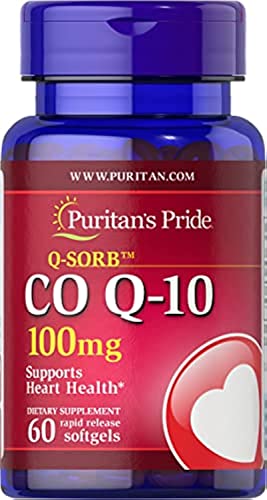 Puritans Pride Q-Sorb CoQ10 100mg, Supports Heart Health, 60 Rapid Release Softgels, 60 ct