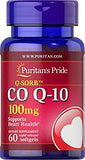 Puritans Pride Q-Sorb CoQ10 100mg, Supports Heart Health, 60 Rapid Release Softgels, 60 ct