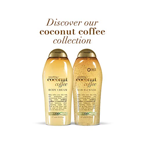 OGX Smoothing + Coconut Coffee Exfoliating Body Scrub with Arabica Coffee & Coconut Oil, Moisturizing Body Wash for Dry Skin, Paraben-Free with Sulfate-Free Surfactants, 19.5 Fl Oz (pack of 3)