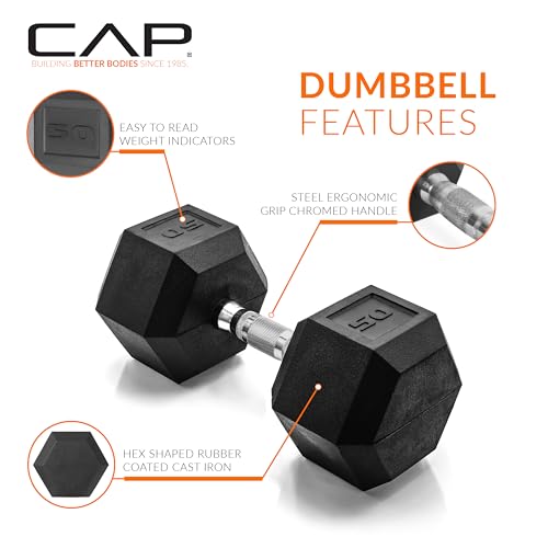 CAP Barbell 10 LB Coated Hex Dumbbell Weight, New Edition