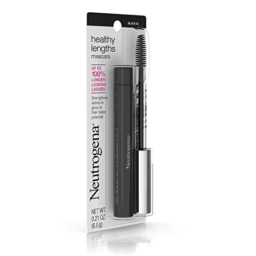 Neutrogena Healthy Lengths Mascara for Stronger, Longer Lashes, Clump-, Smudge- and Flake-Free Mascara with Olive Oil, Vitamin E and Rice Protein, Black 02.21 oz