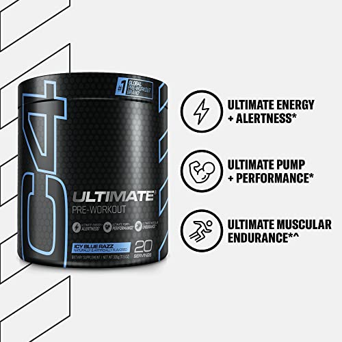 Cellucor C4 Ultimate Pre Workout Powder Strawberry Watermelon - Sugar Free Preworkout Energy Supplement for Men & Women - 300mg Caffeine + 3.2g Beta Alanine + 2 Patented Creatines - 20 Servings