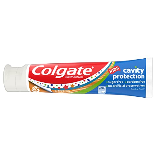 Colgate Kids Toothpaste with Fluoride, Anticavity & Cavity Protection Toothpaste, For Ages 2+, Mild Bubble Fruit Flavor, 4.6 Ounce